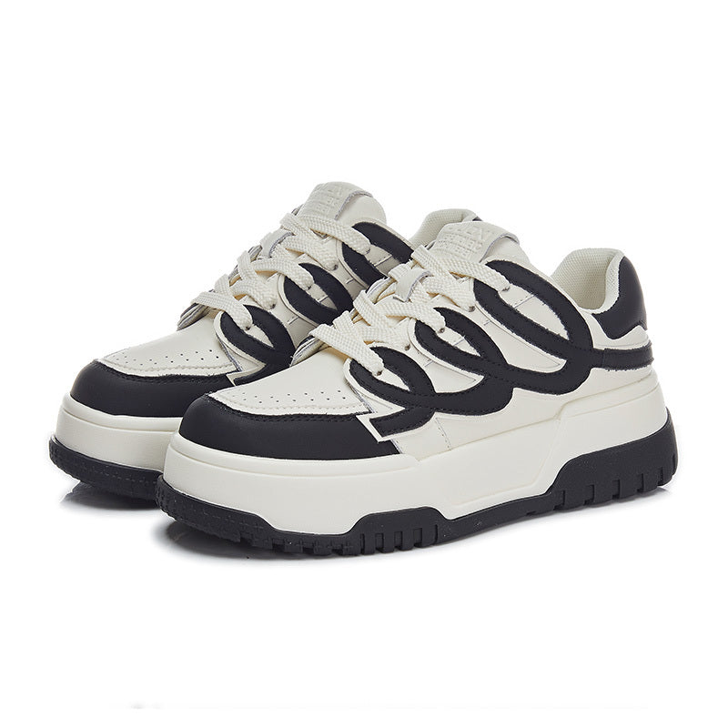 Women's Thick Bottom Skate Shoes Versatile Lace Up Sport Shoes