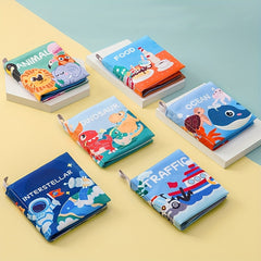 Colorful Educational Cloth Book - 6 Themes, English Letters, Cartoon Patterns