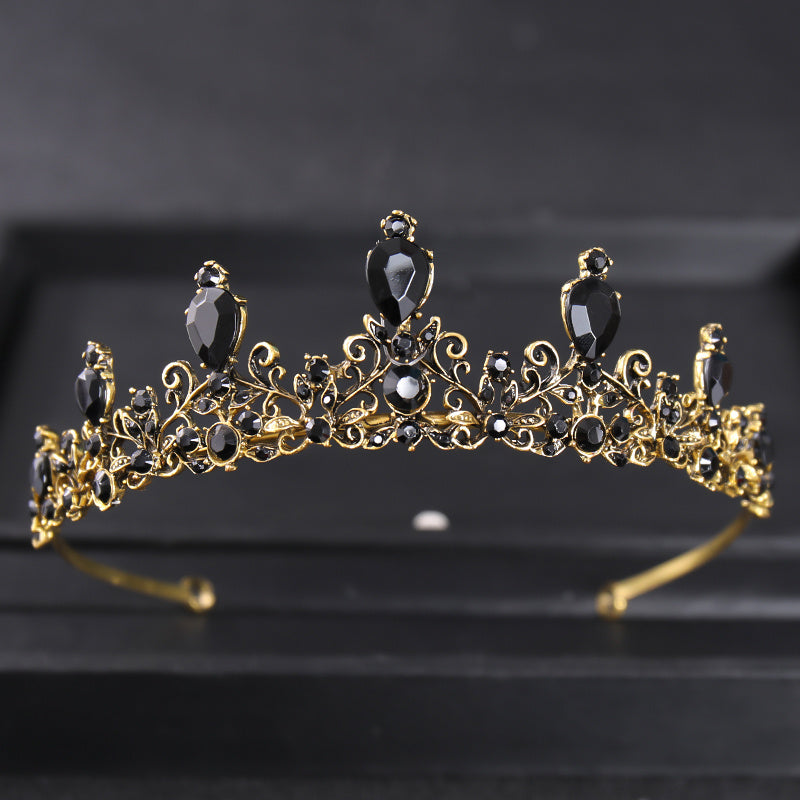 Vintage Gothic Antique Crown Tiara Headband With Rhinestone Crystals