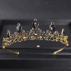 Vintage Gothic Antique Crown Tiara Headband With Rhinestone Crystals