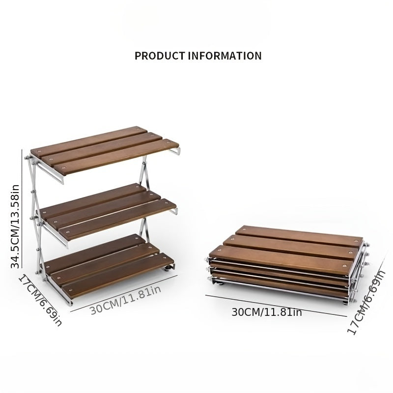 Portable Solid Wood Camping Storage Rack Outdoor Picnic