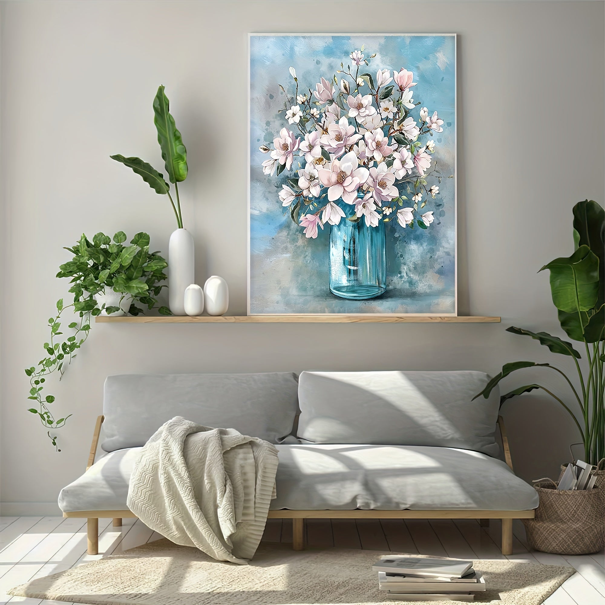 Pink Flower In Bottle Theme Canvas Print Artwork