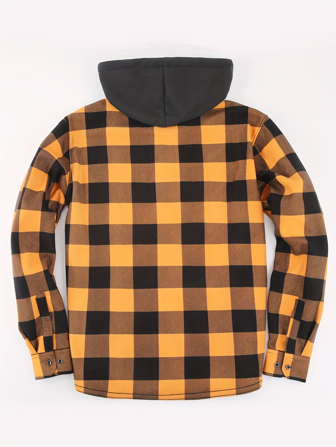 Men's Fleece Plaid Hooded Long Sleeve Shirt Jacket Autumn Winter