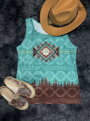 Geo Print Crew Neck Tank Top for Summer