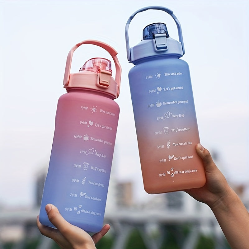 Gradient Plastic Water Cup With Straw Large Capacity