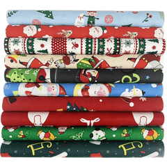 10pcs Christmas Cotton Fabric DIY Patchwork Sewing Materials 25x25cm