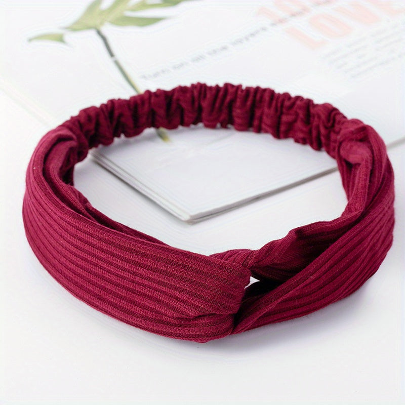 Knitted Cross Headband Face Wash Strap Headband Solid Elastic Hair Hoop