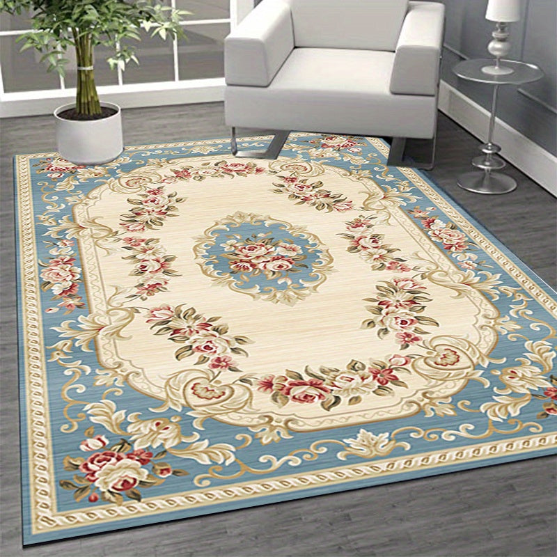 Vintage Floral Area Rug Stain Resistant Washable Anti Fatigue Water Absorbent