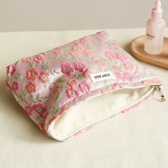 Women's Large Capacity Flowers Cosmetic Bag Portable Canvas Storage Bag