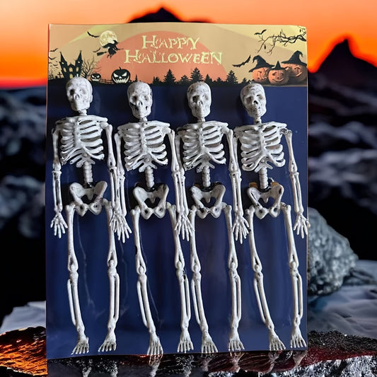 4pcs Halloween Decorative Skulls Hangable Gothic Skull Haunted House Decoration
