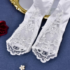 Satin Bridal Gloves with Sequin Accents Long Sleeve