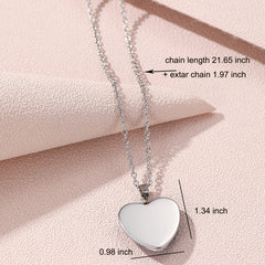 Butterfly Pattern Drop Necklace With Heart Shape Glass Pendant Neck Chain