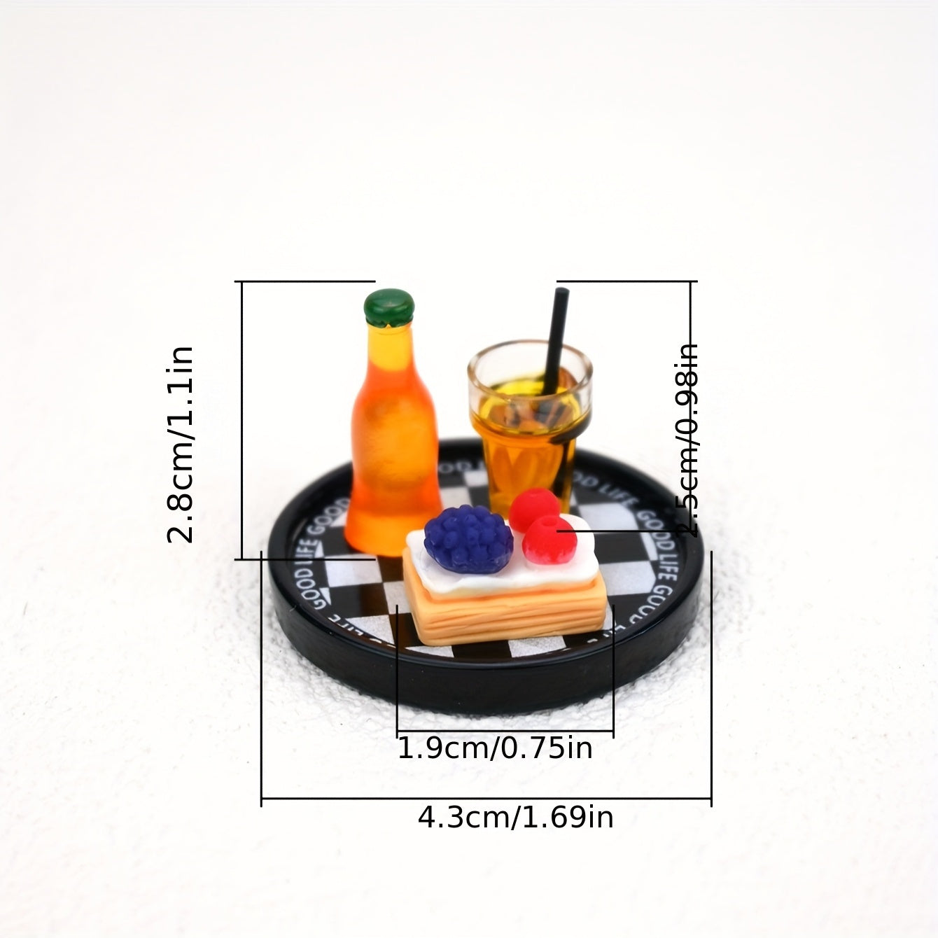 1:32 Scale Soda and Cake Set with Tray Dollhouse Accessories