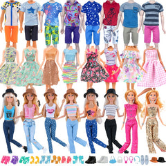 11.5 inch Doll Clothing Set - 25pcs Men's and Women's Tops, Pants, Skirts