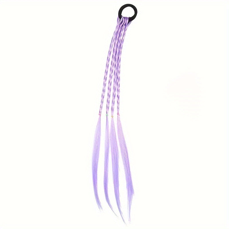 6pcs Fantasy Hair Extensions Set Braids Ponytail with Elastics