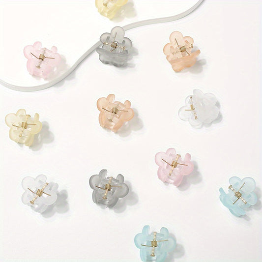 12pcs Wind Frosted Flower Small Hair Clip Female Side Clip Bangs Hair Hair Clip