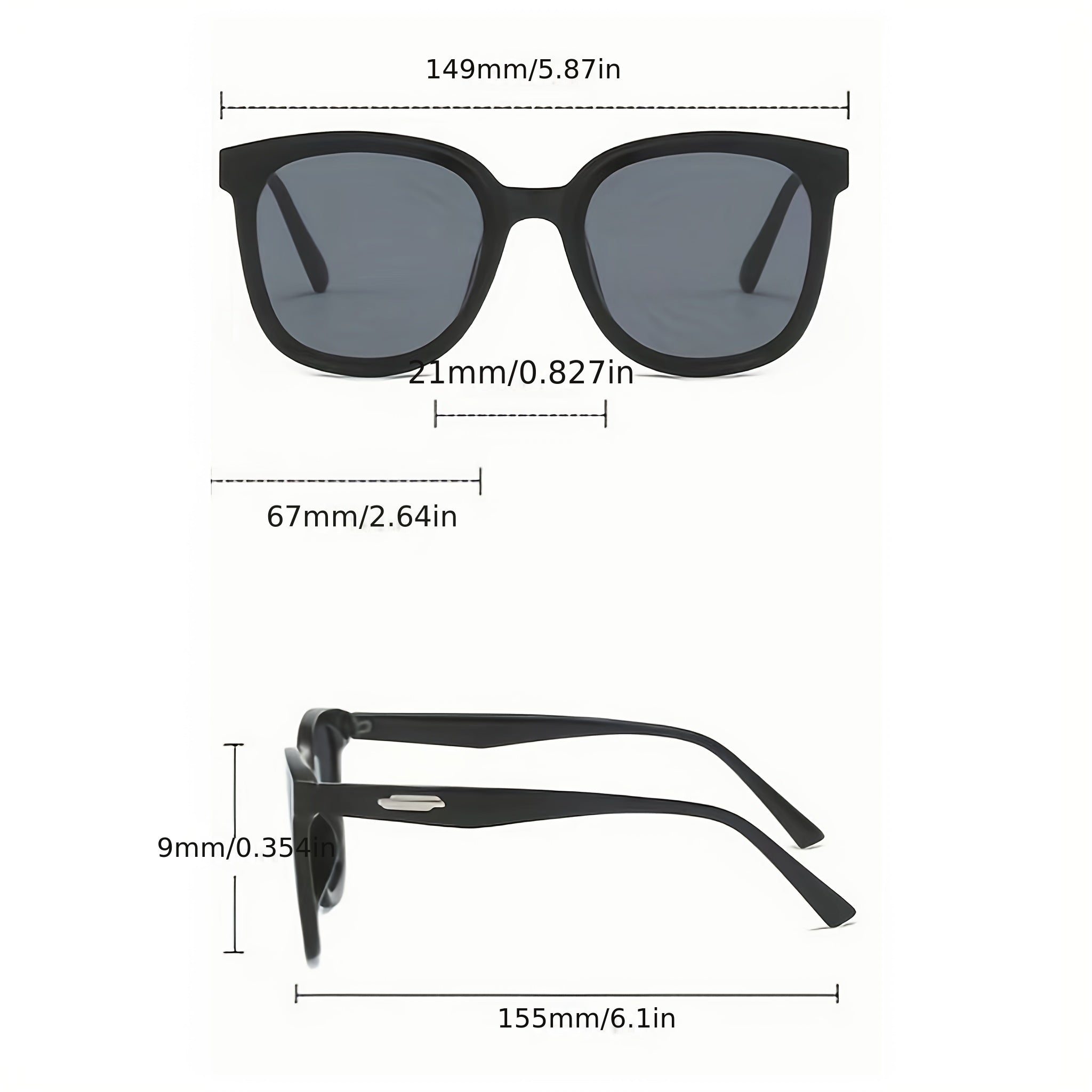 Square Frame Sunglasses Minimalist Metal Decor Glasses UV400