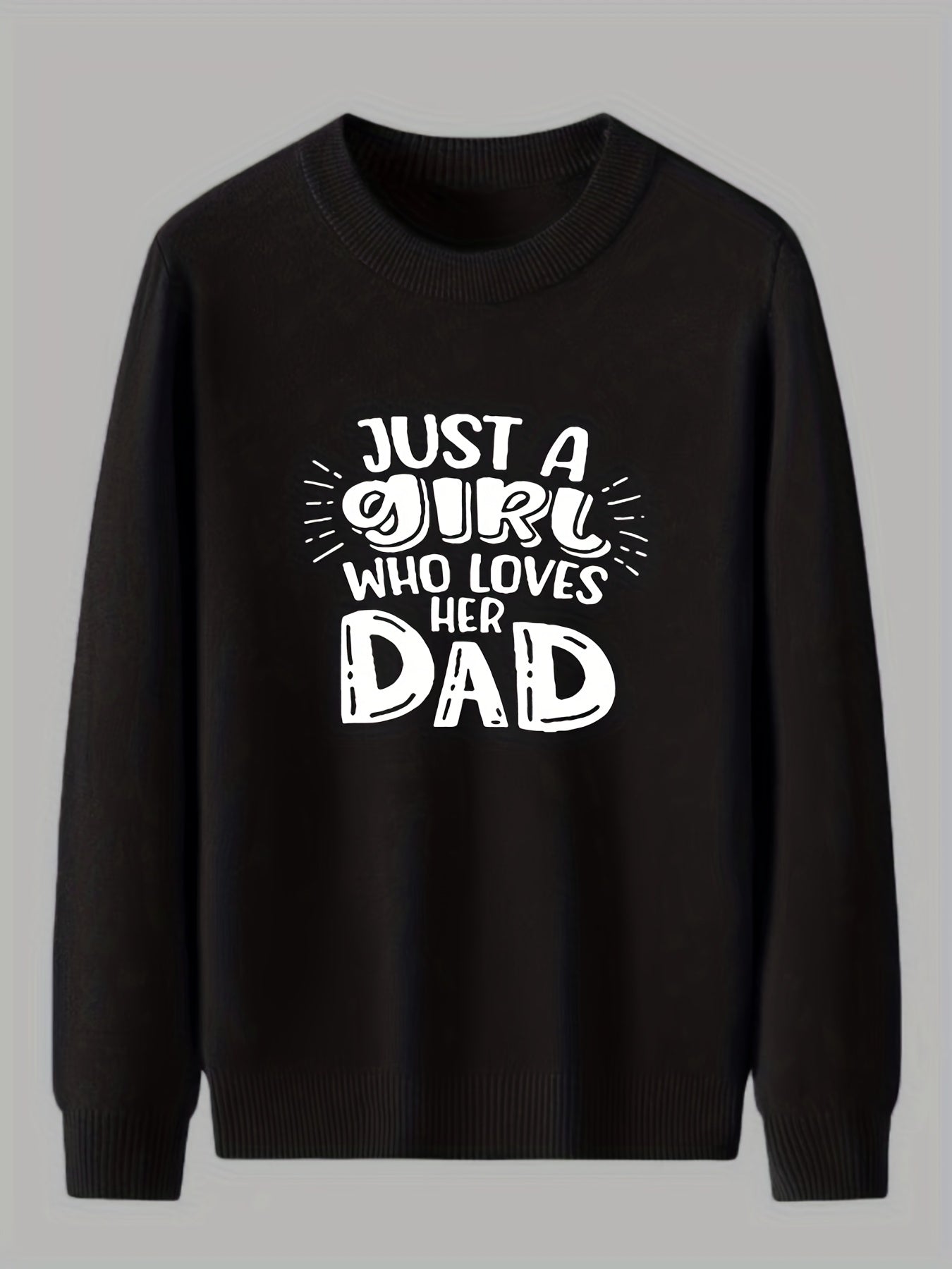 Dad's Girl Knitted Sweater Men's Casual Warm Crew Neck Pullover