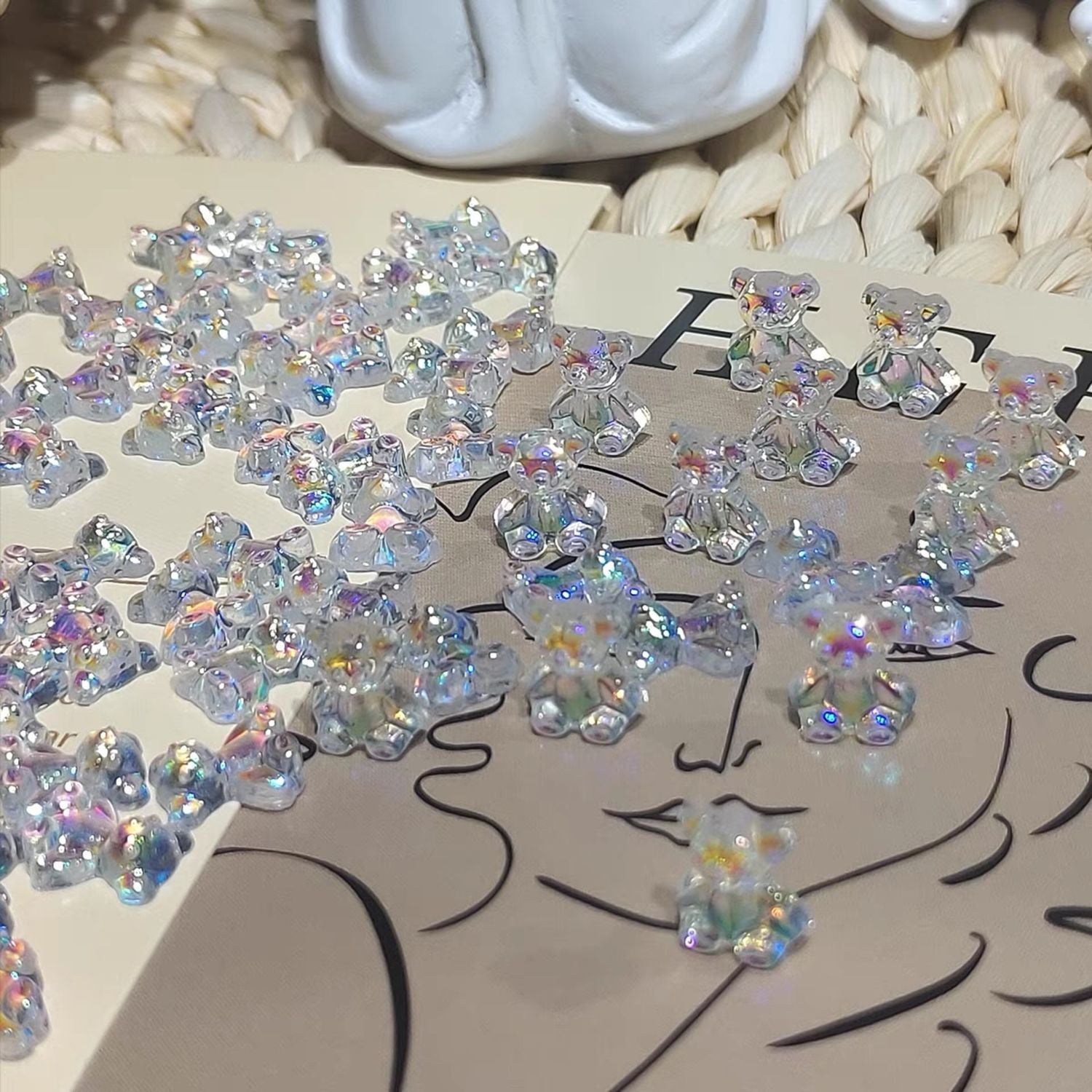 3D Bear Resin Nail Art Decorations Crystal Bear Shaped Nail Charms