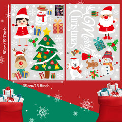 Christmas Window Clings Santa Snowman Deer Snowflakes Stickers