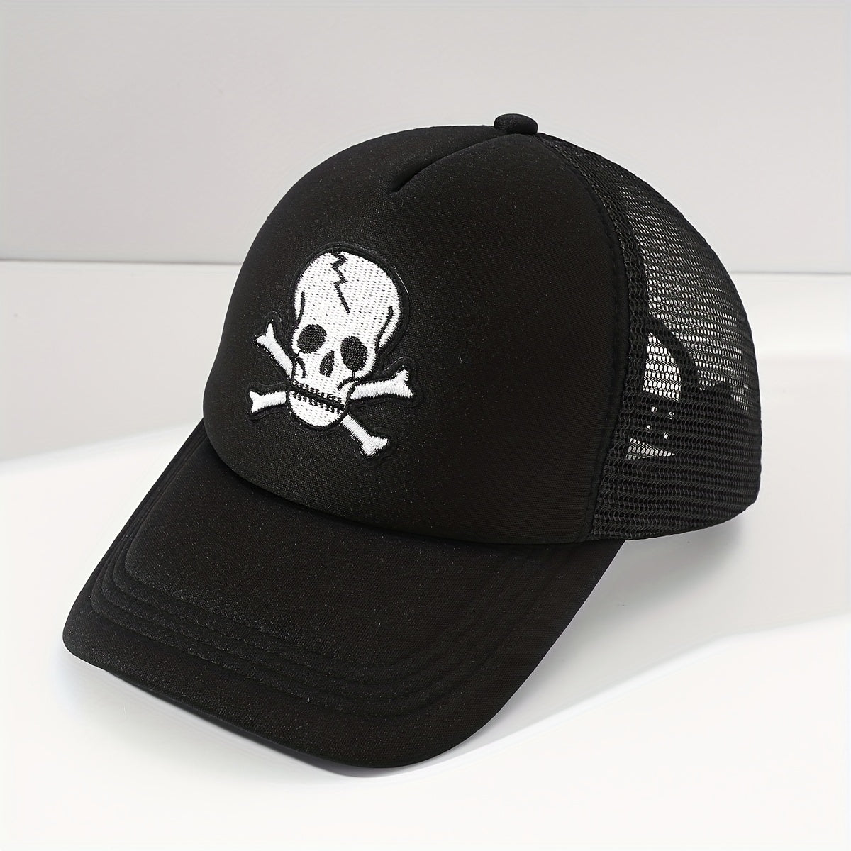 Men's Skull Print Mesh Baseball Cap