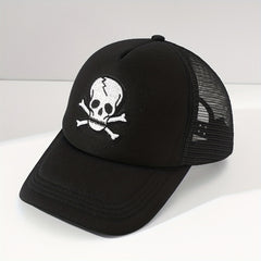 Men's Skull Print Mesh Baseball Cap