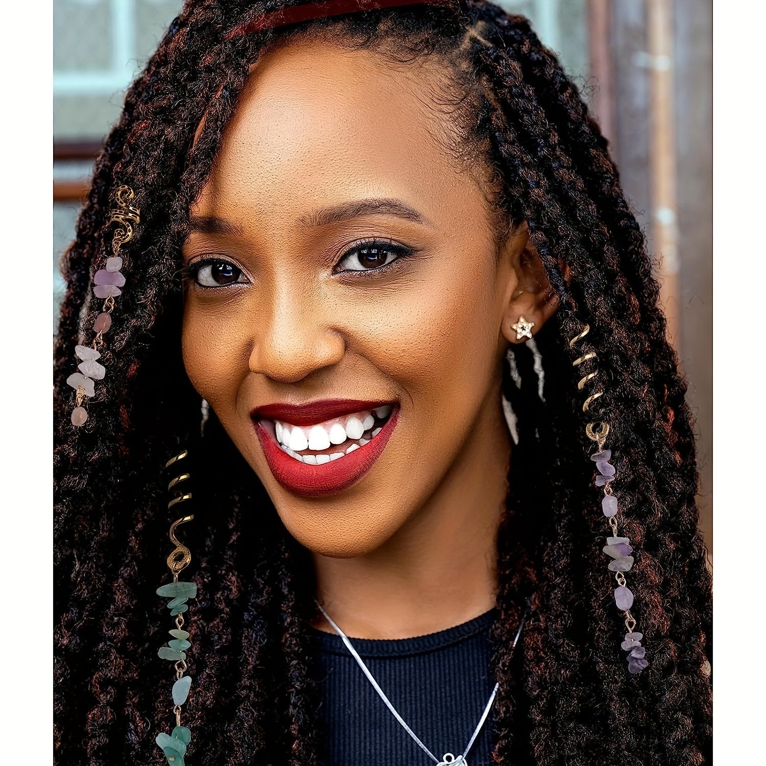 Stone Pendants Braided Hair Access. Dress Up Accessories for Girls Kids