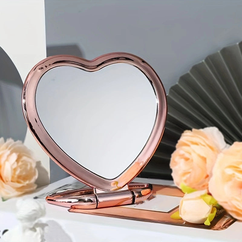 Heart Shaped Travel Makeup Mirror for Girls & Women