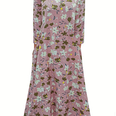  Women's Floral Print Long Sleeve Maxi Dress