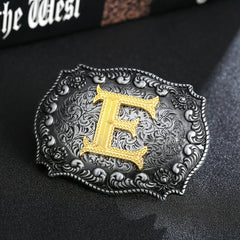 Western Denim Letter E Belt Buckle With Cloud Edging