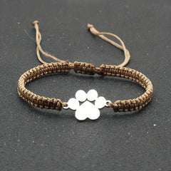 Adjustable Stainless Steel Dog Paw Bracelet for Men