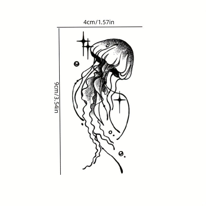 1PC Starry Jellyfish Herbal Tattoo Stickers Semi permanent Waterproof