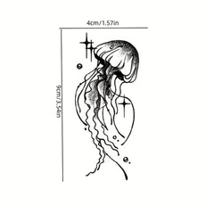 1PC Starry Jellyfish Herbal Tattoo Stickers Semi permanent Waterproof