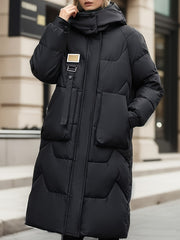 Women's Long Puffer Jacket Hood Winter Warm Outdoor Coat