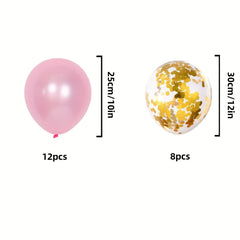 20pcs Pink Confetti Balloon Set For Parties & Events