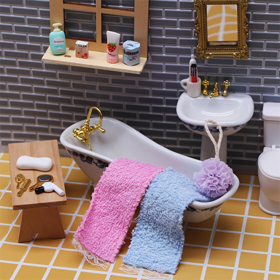 Dollhouse Bathroom Dressing Tool Comb Mirror Alloy Props