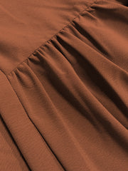 Ruched Button Decor Wide Leg Trousers