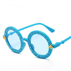 Round Frame Letter Print Sunglasses for Party