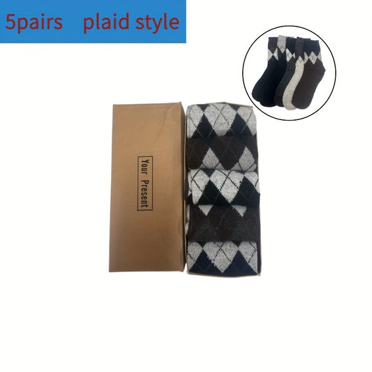 5 Pairs Men's Winter Warm Business Crew Socks