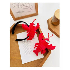 Red Plush Lobster Toy with Expressive Eyes Crab Prawn Pendant