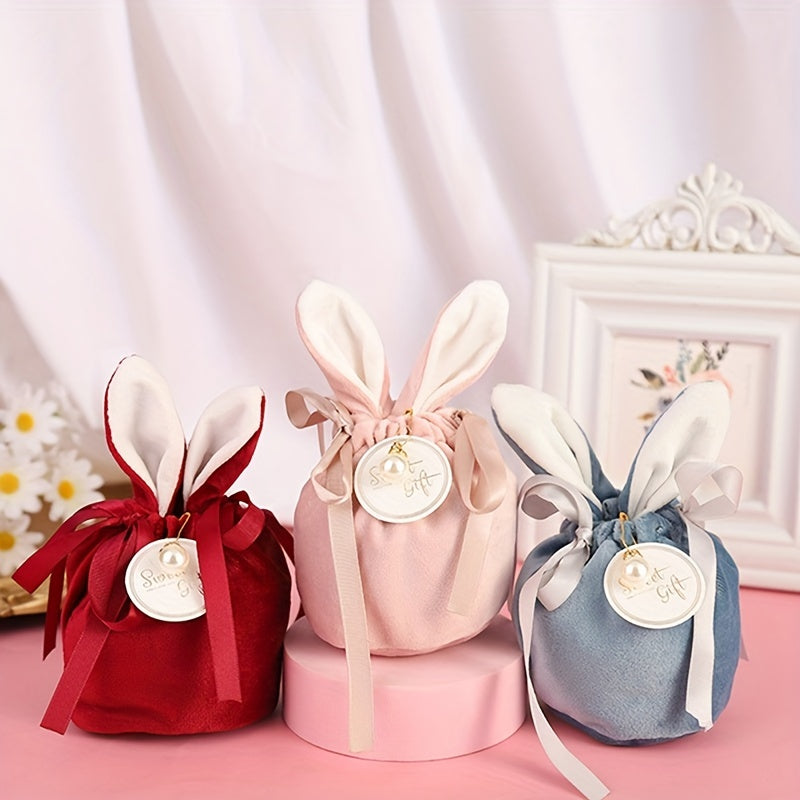 Cartoon Rabbit Ears Velvet Bags Easter Candy Cookie Packaging Bag