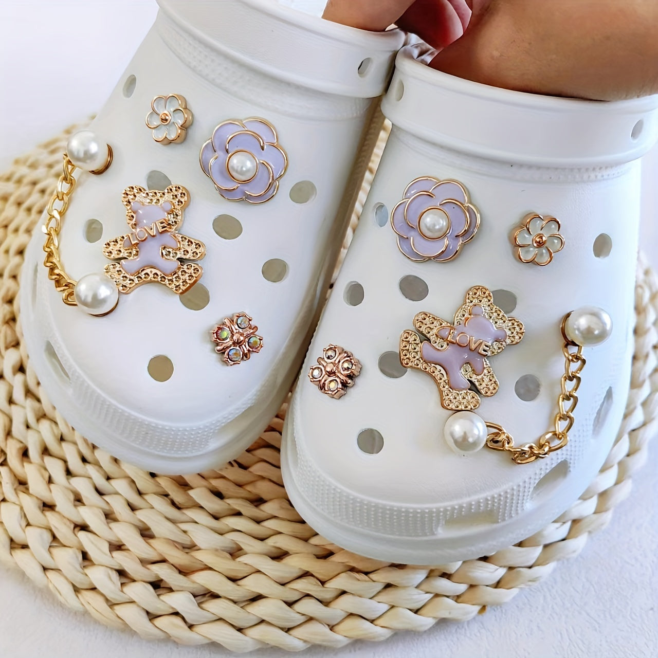 Purple Teddy Bear Shoe Decoration Set