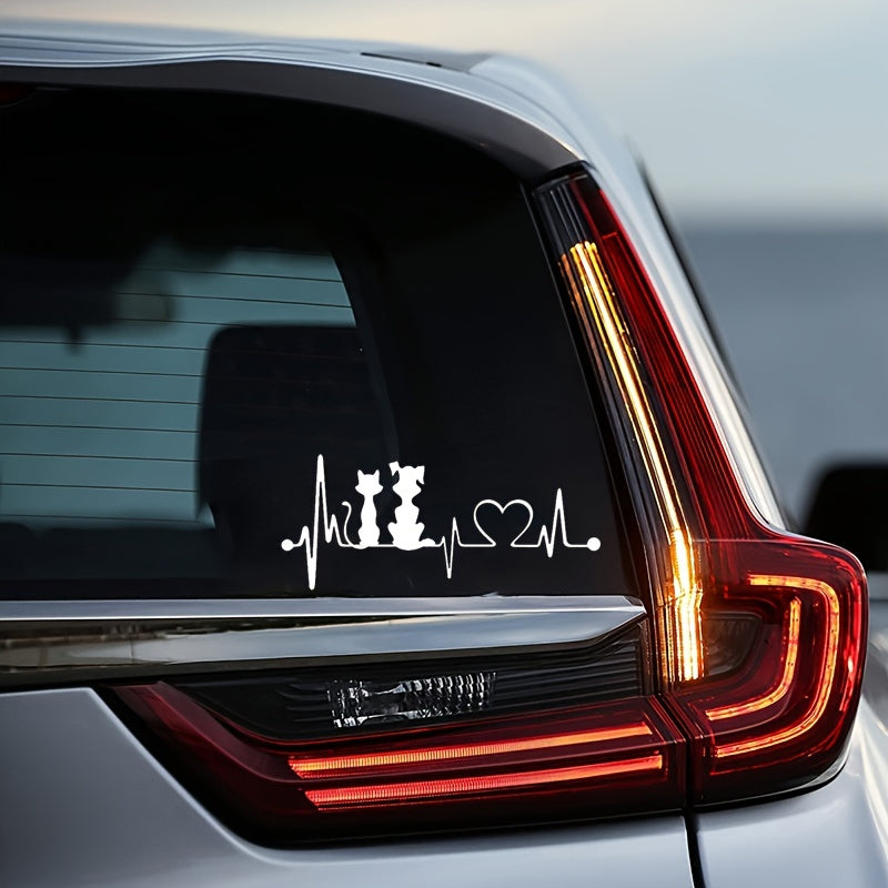 3D Cat & Dog Heartbeat Heart Care Car & Motorcycle Stickers