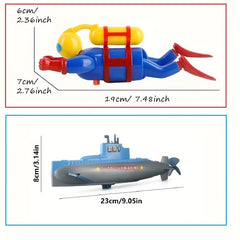 Red Submarine & Diver Bath Toy Set