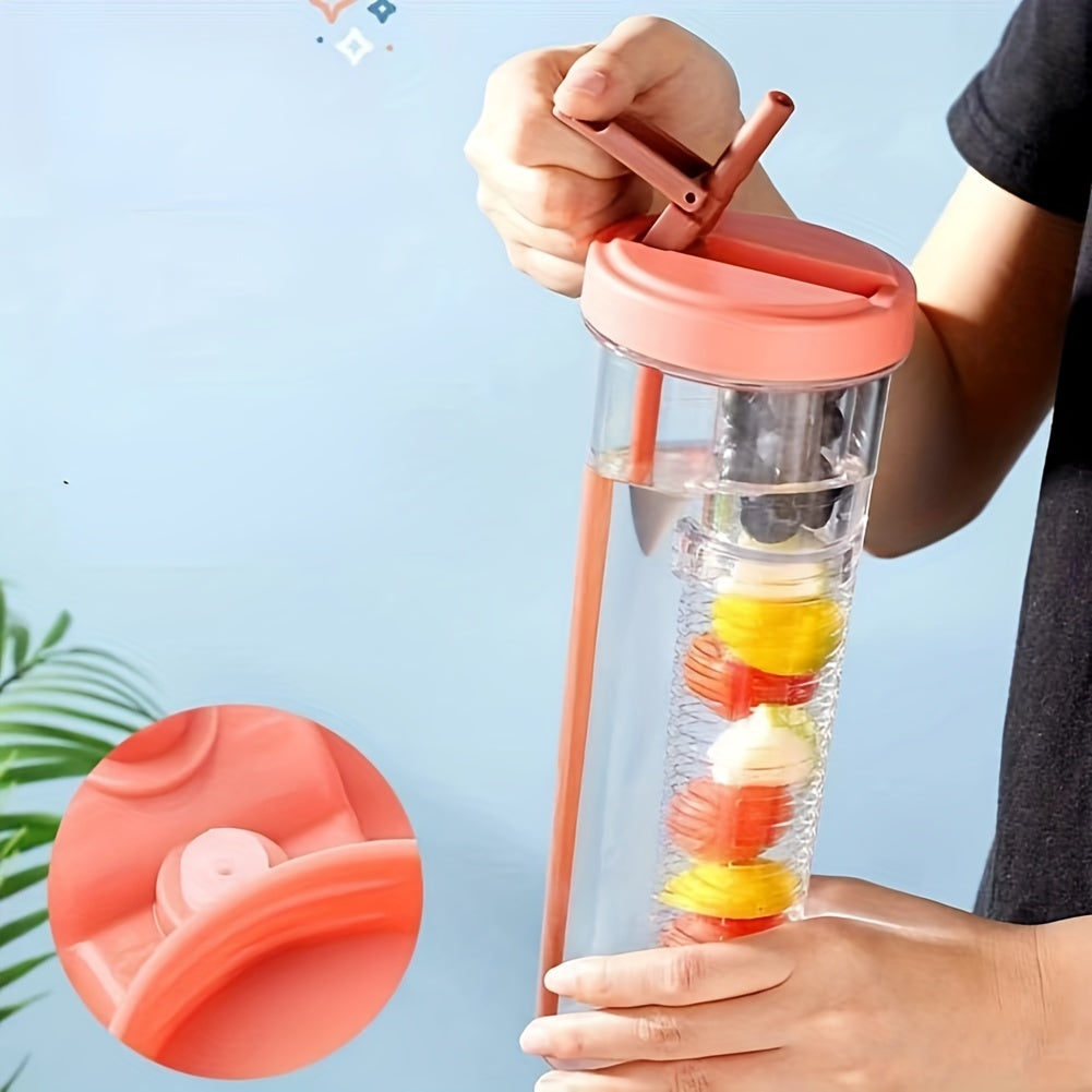 700ml Clear Tumbler w/ Infuser & Straw for Summer & Winter Drinks