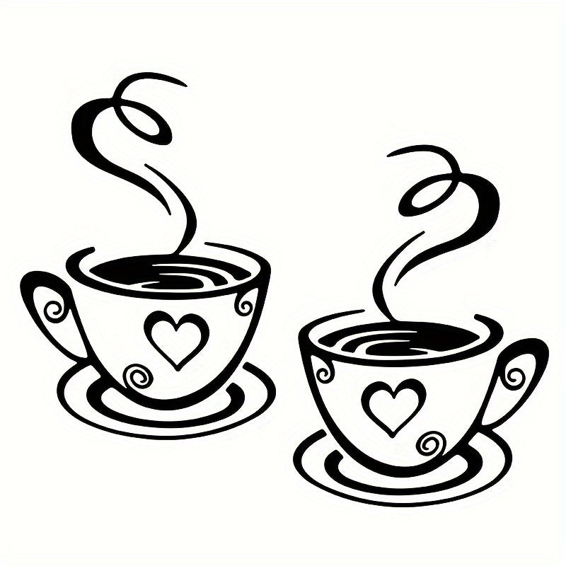2 Pcs Coffee Cups Wall Decal Vinyl Sticker for Home Office Kitchen Cafe