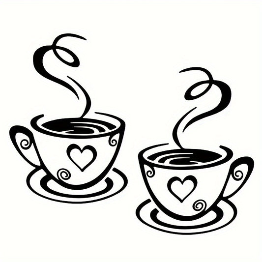 2 Pcs Coffee Cups Wall Decal Vinyl Sticker for Home Office Kitchen Cafe