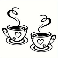 2 Pcs Coffee Cups Wall Decal Vinyl Sticker for Home Office Kitchen Cafe