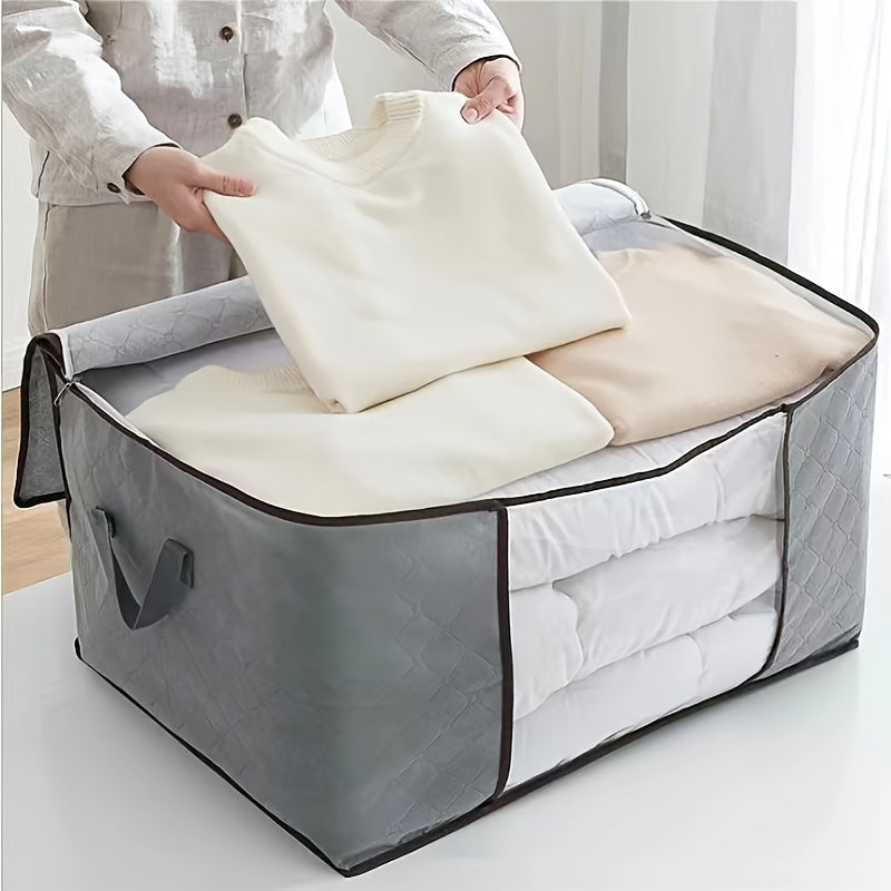 Large Foldable Blanket Storage Bag Clear Window & Zipper Closure