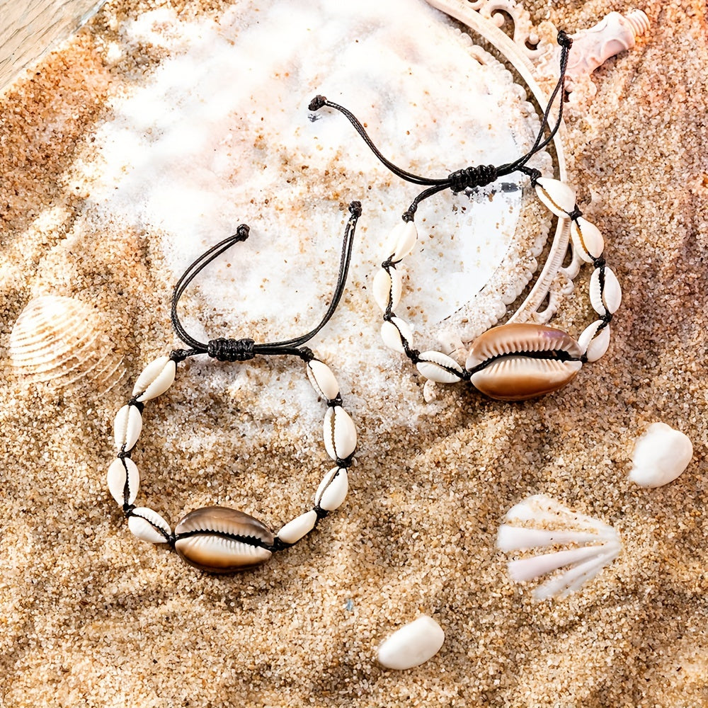 Shell & Starfish Beaded Braided Bracelet for Women